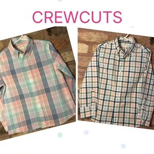 Crewcuts Pastel Plaid Button-Down Shirts 4-5 EUC